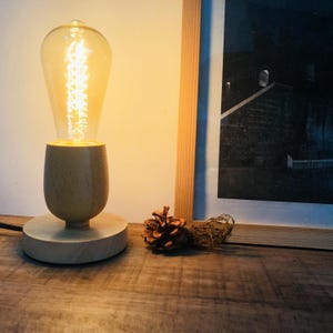 Edison Bulb, Wooden Edison Lamp, Vintage Desk Lamp, Table Lamp, Edison Light, Wooden Bulb Base, Study Decoration, Gift For Him