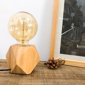 Edison Bulb, Wooden Light Bulb Base, Retro Study Desk Lamp, Table Light, Steampunk Wooden Light, Birthday Gift, Gift For Him