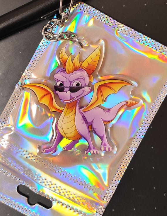 Spyro Purple Dragon Keyring Fan Art Nostalgia Gaming Epoxy