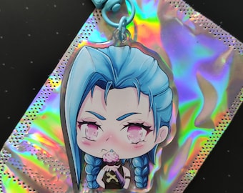 Jinx fan art double-sided keychain charm 2.5" acryl and epoxy