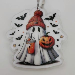 Spooky ghost, keychain, pumpkins and ghost, Halloween, spooky season, Halloween gift, spooky season gift