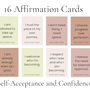 Tarjetas de Afirmaciones para Sentirse Bien – Amor Propio y Confianza – Baraja Imprimible A6 para Mindfulness Diario