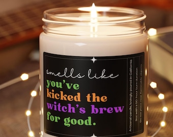Halloween Sober Gift, Funny Sobriety Gifts Candle for Men or Women Halloween Gift, Quirky Gift for 1 Year Sobriety, Humorous Recovery Gift