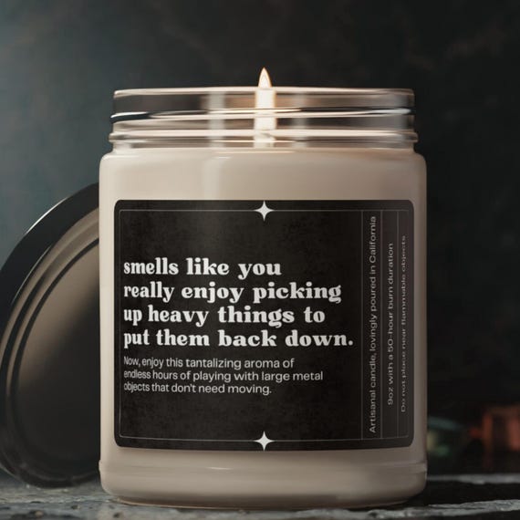 Funny Weight Training Gift, Sarcastic Candle for Powerlifting Gift, Funny Fitness Gift for Him, Christmas Weightlifting Gift, Lifting Candle