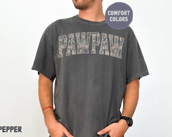 Pawpaw Camo Hunting T-Shirt, Grandfather Father's Day Gift, Vintage Comfort Colors Pawpaw Tee for Outdoorsmen
