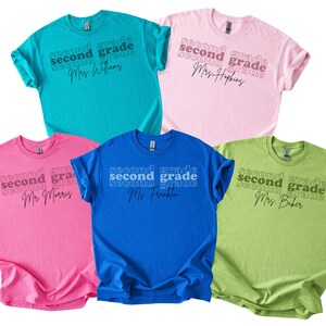 Custom Second Grade Teacher Shirt,Personalized Back to School Second Grade TShirt,Unisex Group 2nd Grade Teacher Team T-Shirt, Teacher Tee