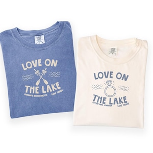 Love on the Lake Bachelorette Party Shirt, Custom Lake Bach Trip TShirts Comfort Colors Hand Drawn Aesthetic CustomBachelorette Tee Tank Top