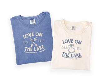 Love on the Lake Bachelorette Party Shirt, Custom Lake Bach Trip TShirts Comfort Colors Hand Drawn Aesthetic CustomBachelorette Tee Tank Top
