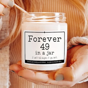 Funny 50th Birthday Candle, 50 Year Old Gift from Friend, Forever 49 Candle for Turning 50 Gift for Her, Funny Candle Gift for 50 Year Old