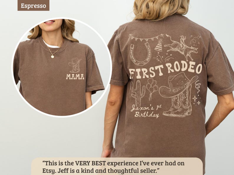 Mama First Rodeo Shirt, Birthday Party T-Shirt, Cute Country Outfit, Western Themed Tee, Cowgirl Shirt, Unique Gift Idea