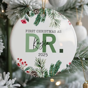 Custom First Christmas as a Doctor Ornament,Personalized Gift for Doctor,Medical School Graduation Gift , Phd student gift,Doctorate gift
