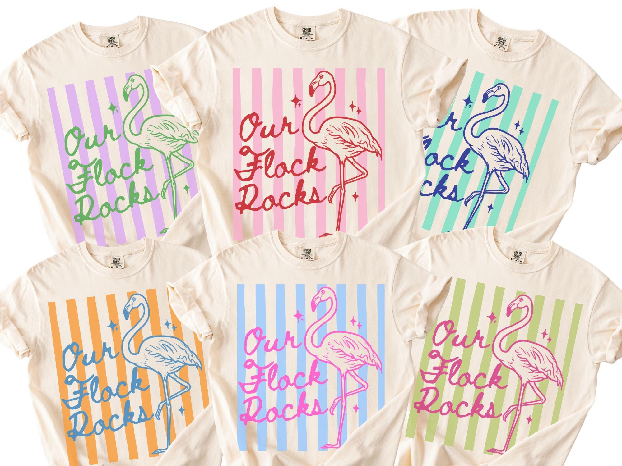 Our Flck Rocks Custom Our Flock Rocks Flamingo T-shirt, Unisex Summer Family Shirts ...