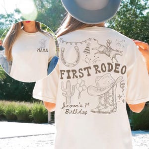 First Rodeo Birthday Shirt, Mama Cowboy Themed Birthday Tee, Western Birthday Party Shirt, Rodeo Birthday Celebration Shirt