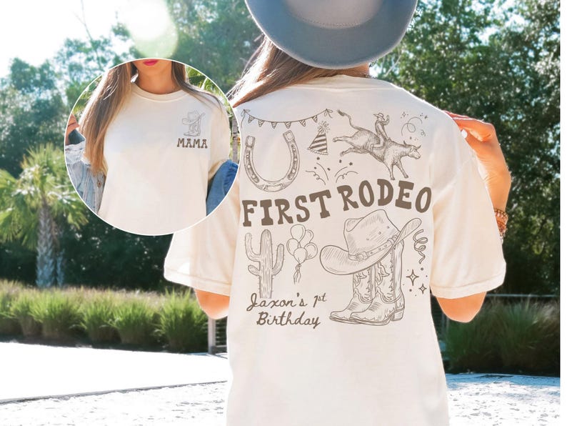 First Rodeo Birthday Shirt, Mama Cowboy Themed Birthday Tee, Western Birthday Party Shirt, Rodeo Birthday Celebration Shirt