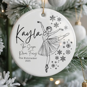 Personalized Nutcracker Sugar Plum Fairy Glass Christmas Ornament Nutcracker Ballet Custom Sugar Plum Fairy and name Gift for Ballerina