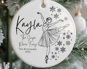 Personalized Nutcracker Sugar Plum Fairy Glass Christmas Ornament Nutcracker Ballet Custom Sugar Plum Fairy and name Gift for Ballerina