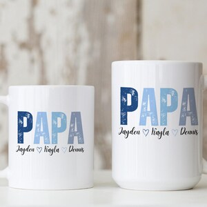 Custom Papa Mug with Kids Names, Personalized Dad Mug, Father's Day Gift Mug, Gift for Dad, Unique Papa Grandpa Coffee Mug, Custom Mug
