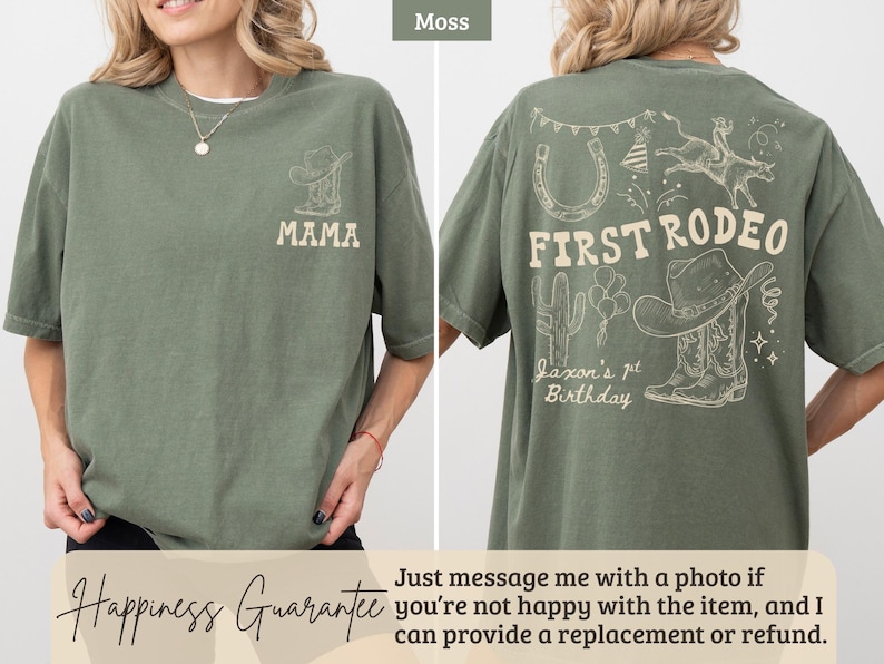 First Rodeo Graphic Tee, Mama T-Shirt, Cowboy Theme Shirt, Western Birthday Shirt, Personalized Shirt, Country Style Clothing