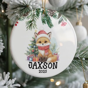 Cute Fox Custom Ornament for Kids with Fox Ornament with Name, Personalized Child&#39;s Ornament, Personalized Fox Ornament Boy, Ornament Girl