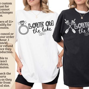 Love on the Lake Design, Lake Life Art, Engagement Ring Lake Graphic, Canoe Paddle Lake Theme, Summer Lake Vacation, Couple Trip Idea