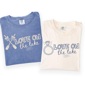 Love On The Lake Shirt, Lake Life Tee, Engagement Ring, Paddles Oars Design, Couples Matching Wedding Vacation Gift, Bridal Honeymoon
Lake