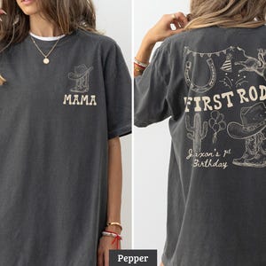 Mama First Rodeo T-shirt, Western Birthday Tee, Cute Graphic Top, Cowboy Design Shirt, Country Themed T-shirt, Funny Party Tee