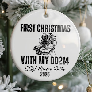 Military Retirement Gift Veteran Personalized DD214 Ornament For Army Air Force Coast Guard Marines Navy Space Force Retired Armed Forces