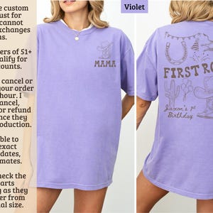 First Rodeo Shirt, Custom Birthday TShirt, Personalized Western Tee, Violet Toddler Cowboy Shirt, Kids Party Outfit, Unique Gift
