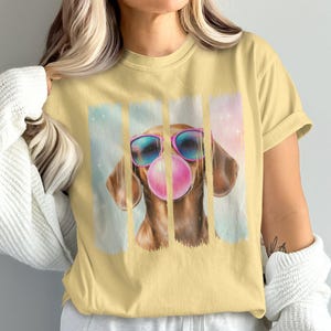 Funny Dachshund Weenie Dog Shirt, Comfort Colors® Doxie Dog Blowing Bubblegum T-Shirt, Weenie Mom TShirt, Cute Doxie Crewneck Dog Mom Gift Banana
