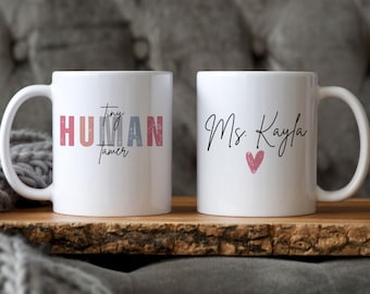 Tiny Human Tamer Mug, Daycare Teacher Gift with Name, Personalized Teacher Mug, Custom Preschool Teacher Appreciation Gift from Student