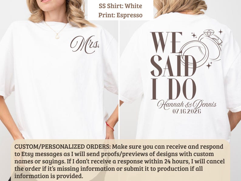 Wedding Announcement T-Shirt, We Said I Do Shirt, Bridal Shower Gift, Bride to Be Shirt, Engagement Party Tee, Wedding Date Shirt