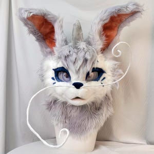 Giant Grey Dragon with Shape - Shifting Ears and Whiskers, Kemono Mask, Dino Mask, Free Commission,Furry art, Full set realistic fursuit