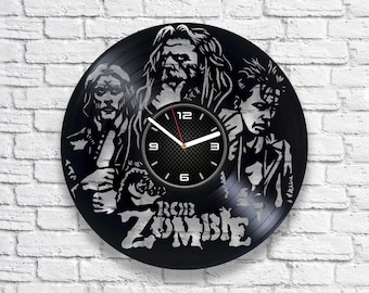 Reloj de vinilo de Rob Zombie, banda de heavy metal, decoración de apartamentos para hombres, decoración de estudio de música, regalo del Día del Padre