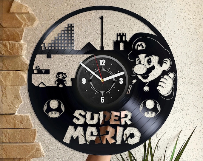 Super Mario Vinyl Record Wall Clock Mario Room Decor Wall Art For Game Room Gamer Gift Idea Birthday Gifts For Man Vintage Video Game