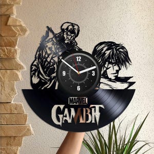 Superhero Vinyl Record Clock, Gambit Wall Art, Boys Bedroom Decor, Comic Decorations, Christmas Gifts For Best Friend