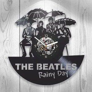 Reloj de vinilo con diseño de la banda de rock de los Beatles, arte de pared para un día lluvioso, decoración de salas de música, decoración de apartamentos, regalos de rock clásico, regalo de bodas para ella