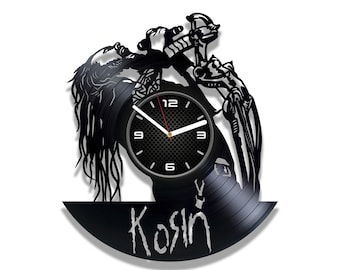 KoRn Vinyl Record Clock, Metal Rock, Contemporary Wall Decor For Home, Christmas Gift For Him, Freak on a Leash, Falling Away from Me, Blind