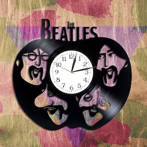 Reloj de vinilo con forma de manzana verde de The Beatles, decoración de banda de rock, arte de pared para sala de estar, decoración musical para el hogar, regalo de Navidad para esposa