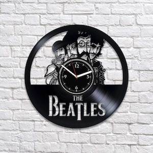 Reloj de vinilo con el tema de los Beatles, regalo de aniversario para hombres, decoración de bandas de rock, arte de pared para cuevas de hombres, decoración musical para el hogar, obras de arte vintage