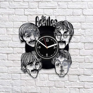 Reloj de vinilo con diseño de la banda de los Beatles, regalo de Navidad para hermana, decoración de dormitorio para niños, arte de pared para amantes de la música, decoración de rock and roll