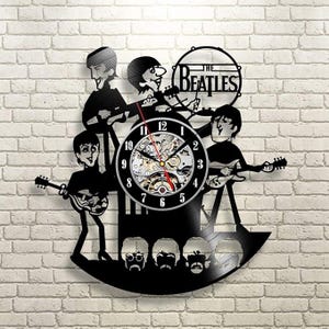 Reloj de vinilo de los Beatles, regalos de Navidad para novio, decoración de dormitorio para hombres, decoración para amantes de la música, arte de pared de banda de rock, regalo para ella