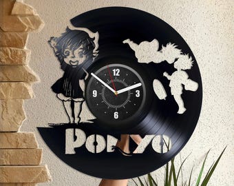 Ponyo Vinyl Record Clock, Cartoon Gifts, Girl Playroom Decor, Japanese Anime Wall Art, Kids Room Decorations, Christmas Gift For Sister