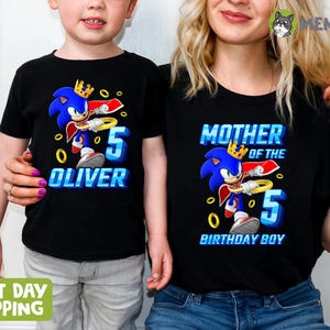 Custom Sonic Birthday Shirt and Sweatshirt, Family Matching Birthday Shirt, Sonic Birthday Tee, Gift for Kids, Gift for Birthday, Sonic Tee