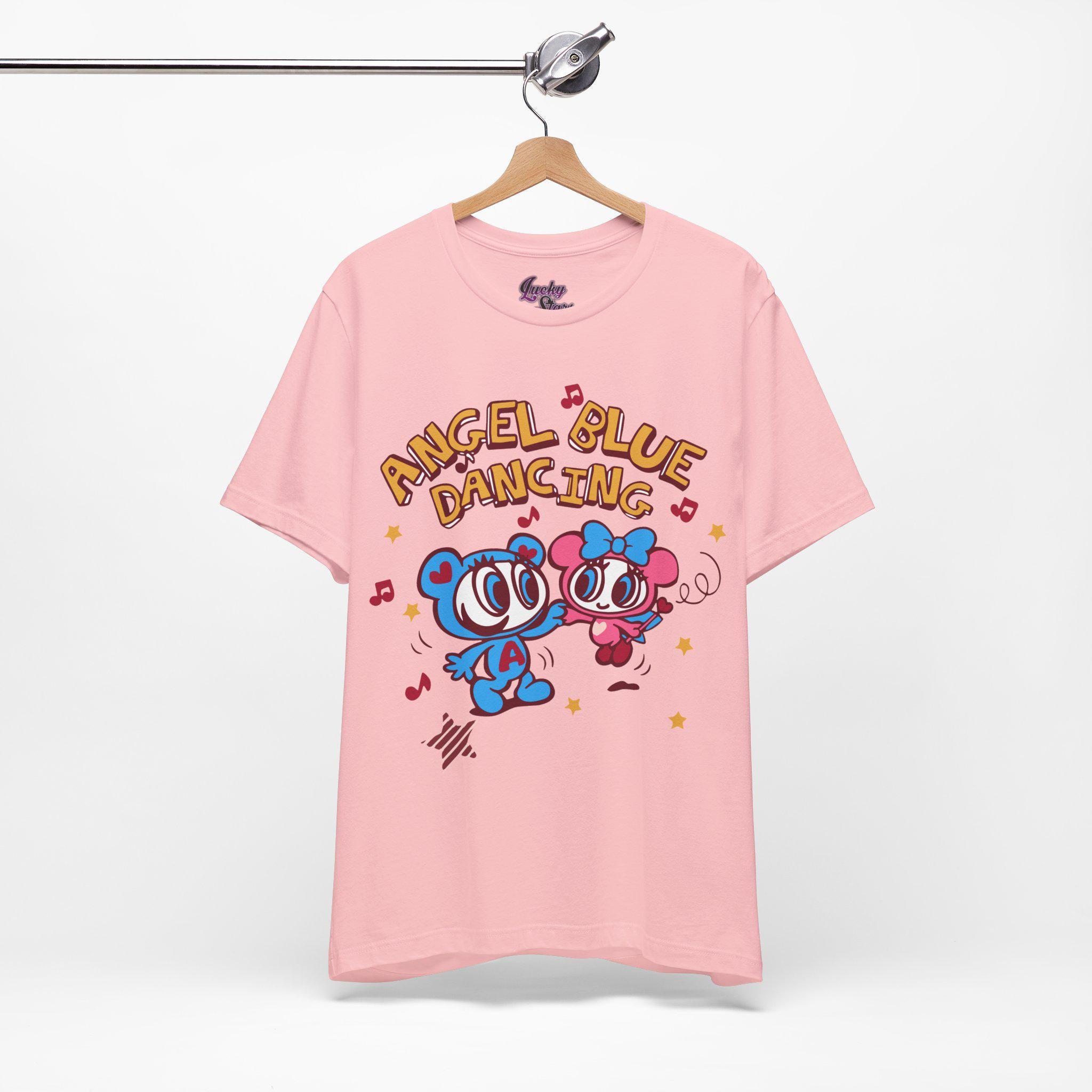 平成 Y2K ANGEL BLUE リアル いちご プリント リンガーTシャツ Angel Blue Dancing Tee - Y2K Kawaiicore Cutecore Shirt - Pinkcore