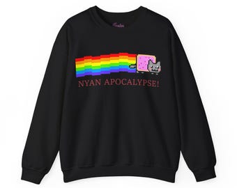 Sudadera ¡APOCALIPSIS DE NYAN! - Sudadera con meme de internet de Nyan Cat de los años 2000 - Camiseta de moda de la escena emo - Tema candente vintage