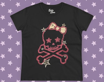 Cute Skull Punk Tee - Skeleton Crossbones Y2K Tshirt - 2000's