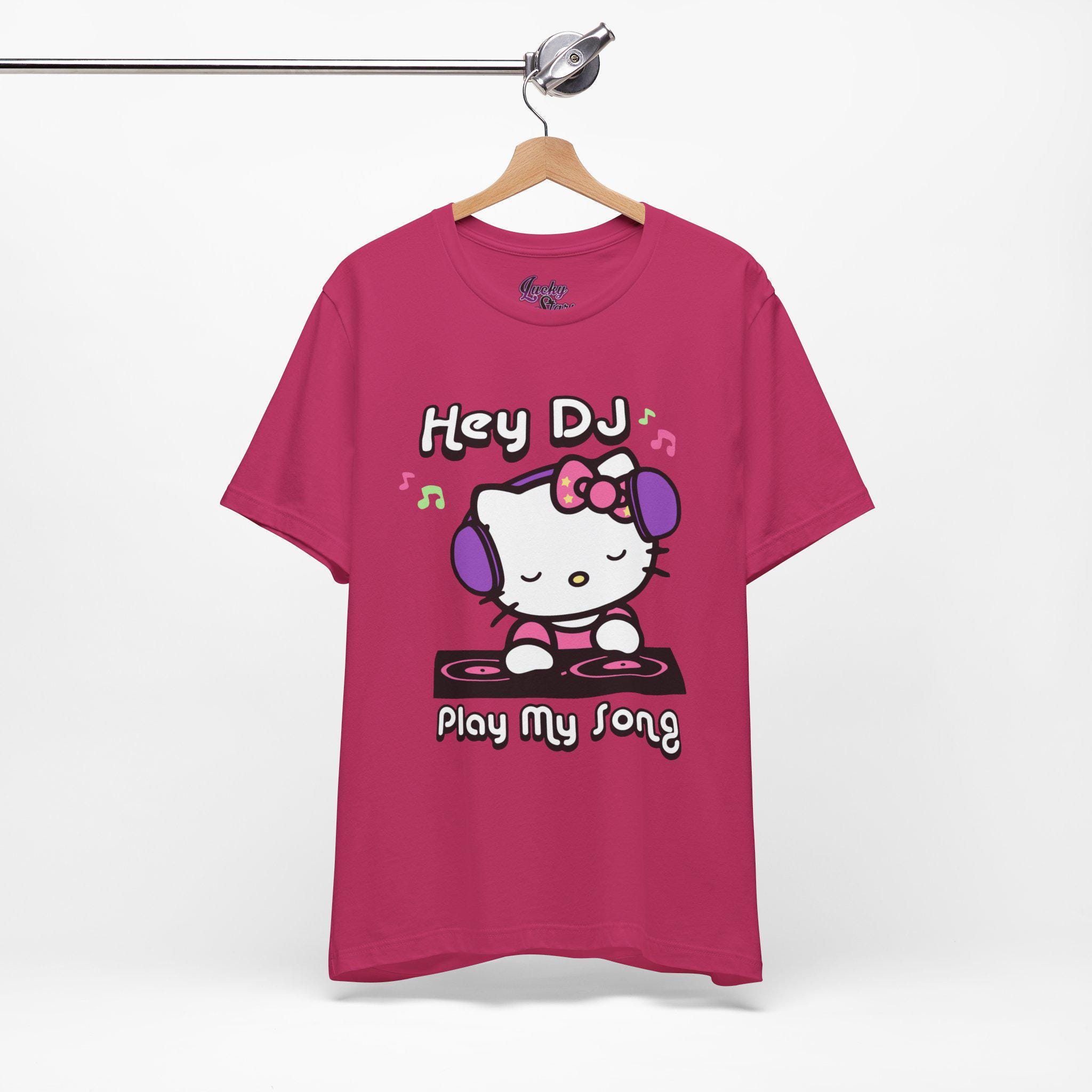 Hey DJ Play My Song Hello Kitty Tee - Unisex Sanrio Scene Emo