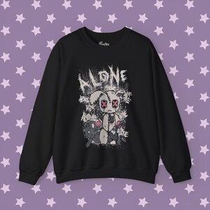 Alone Bunny Emo Style Sweatshirt - Scene Screamo fashion - Depressed Animal Vintage Graphic Tee