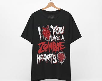 I Love You Like A Zombie Hearts Brain Tee - Emo Style Vintage