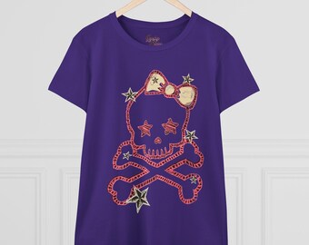 Cute Skull Punk Tee - Skeleton Crossbones Y2K Tshirt - 2000's